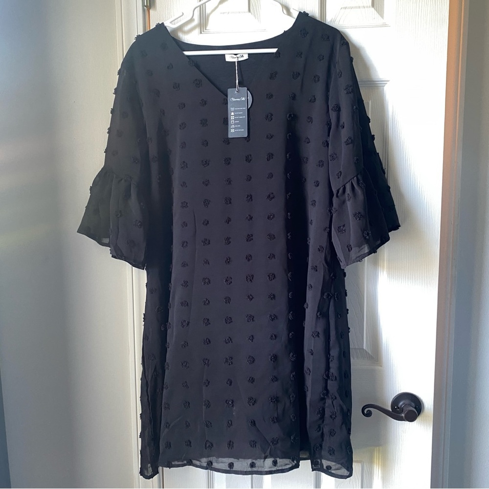Blooming Jelly Chiffon Swiss Dot Shift Dress - Sz XL